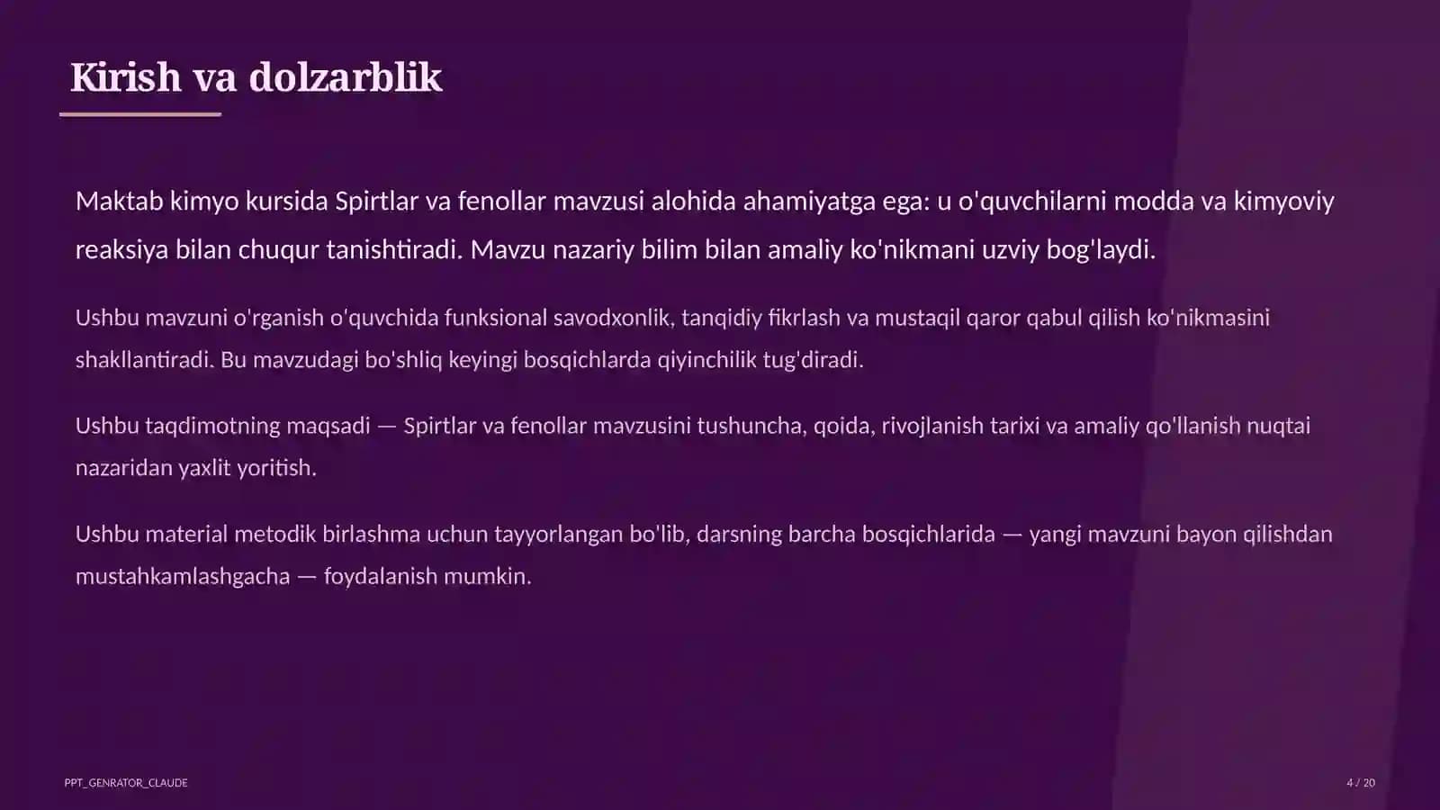 Spirtlar va fenollar (10-sinf)