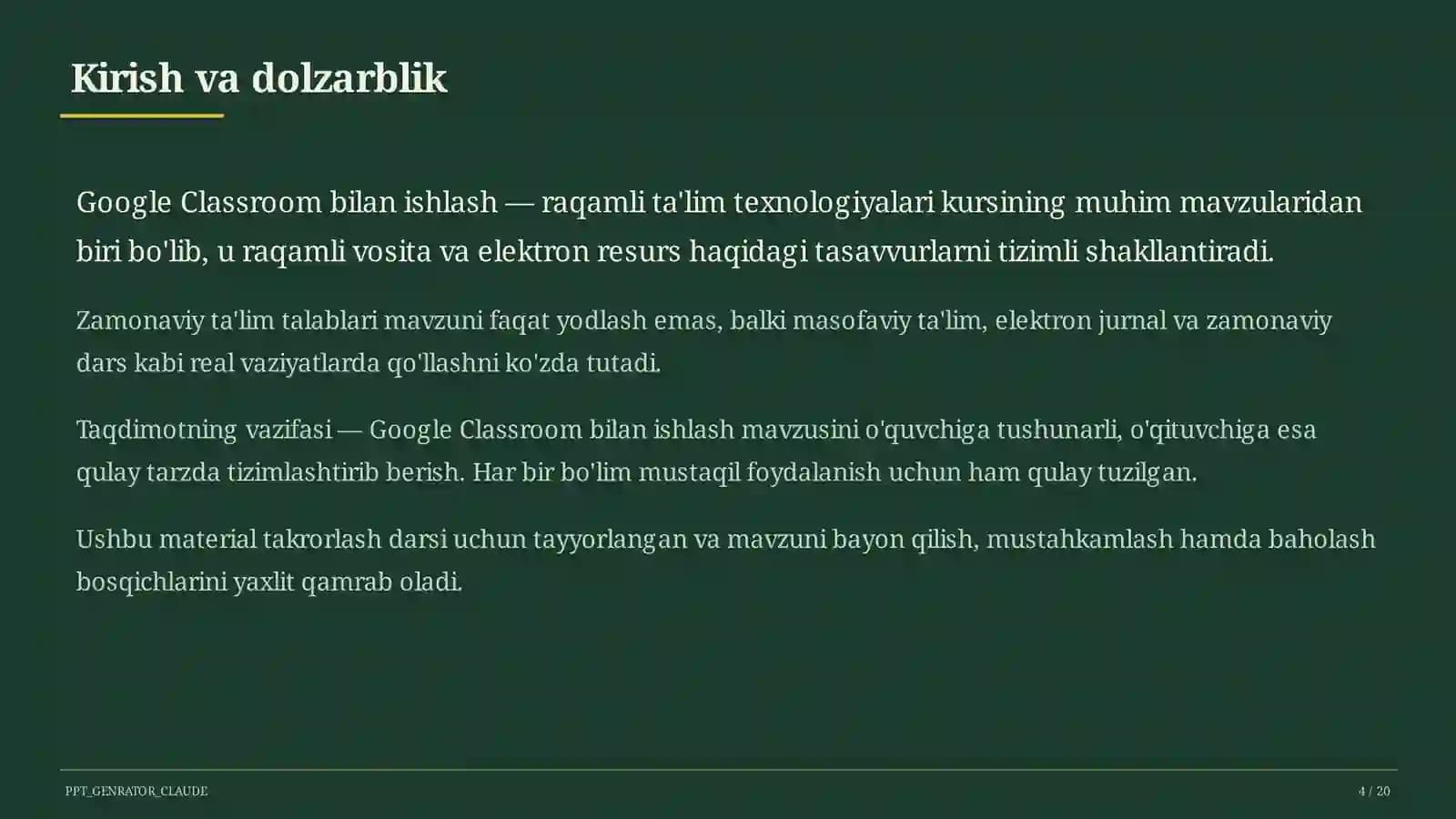 Google Classroom bilan ishlash