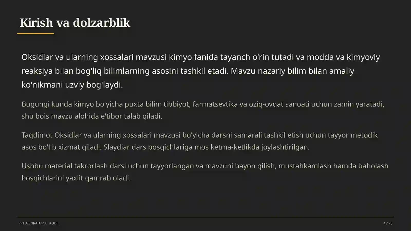 Oksidlar va ularning xossalari (8-sinf)