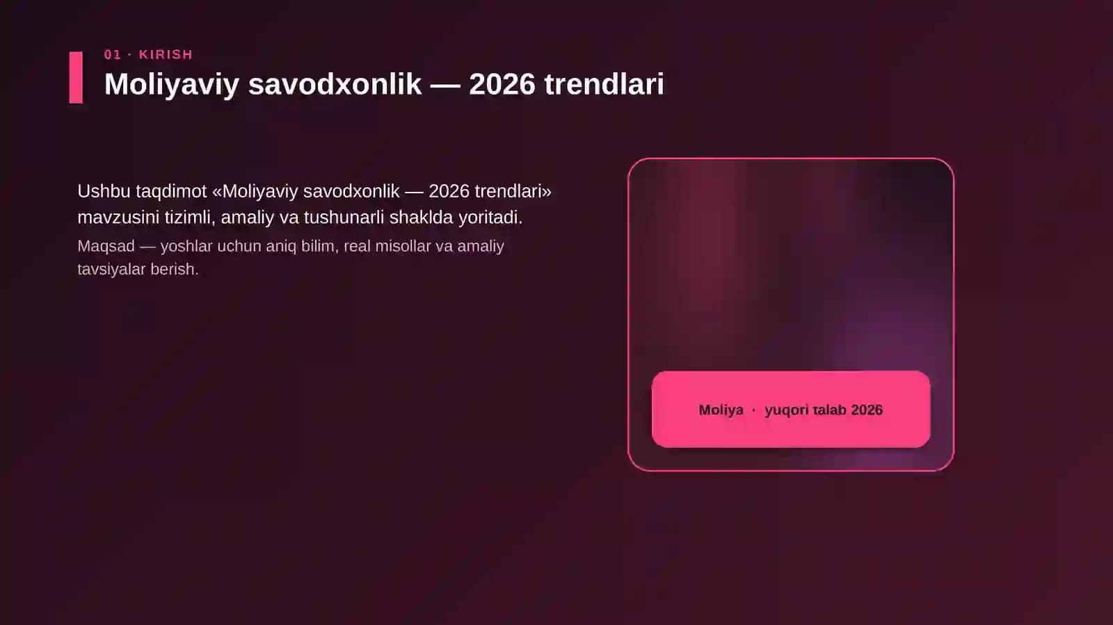 Moliyaviy savodxonlik — 2026 trendlari