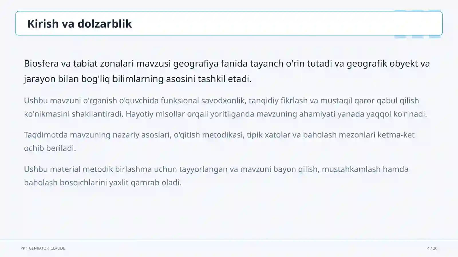 Biosfera va tabiat zonalari (6-sinf)