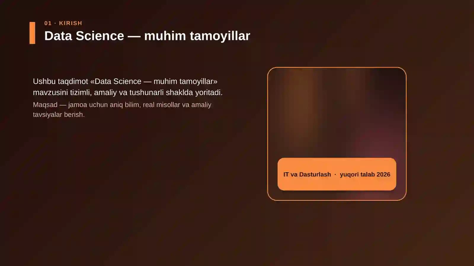 Data Science — muhim tamoyillar