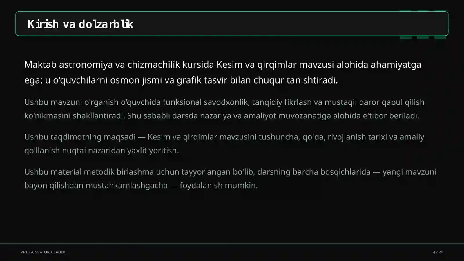 Kesim va qirqimlar (9-sinf)