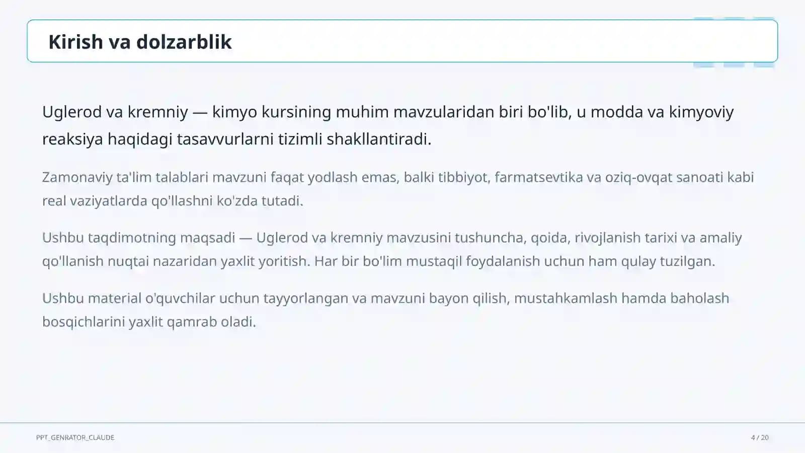 Uglerod va kremniy (9-sinf)