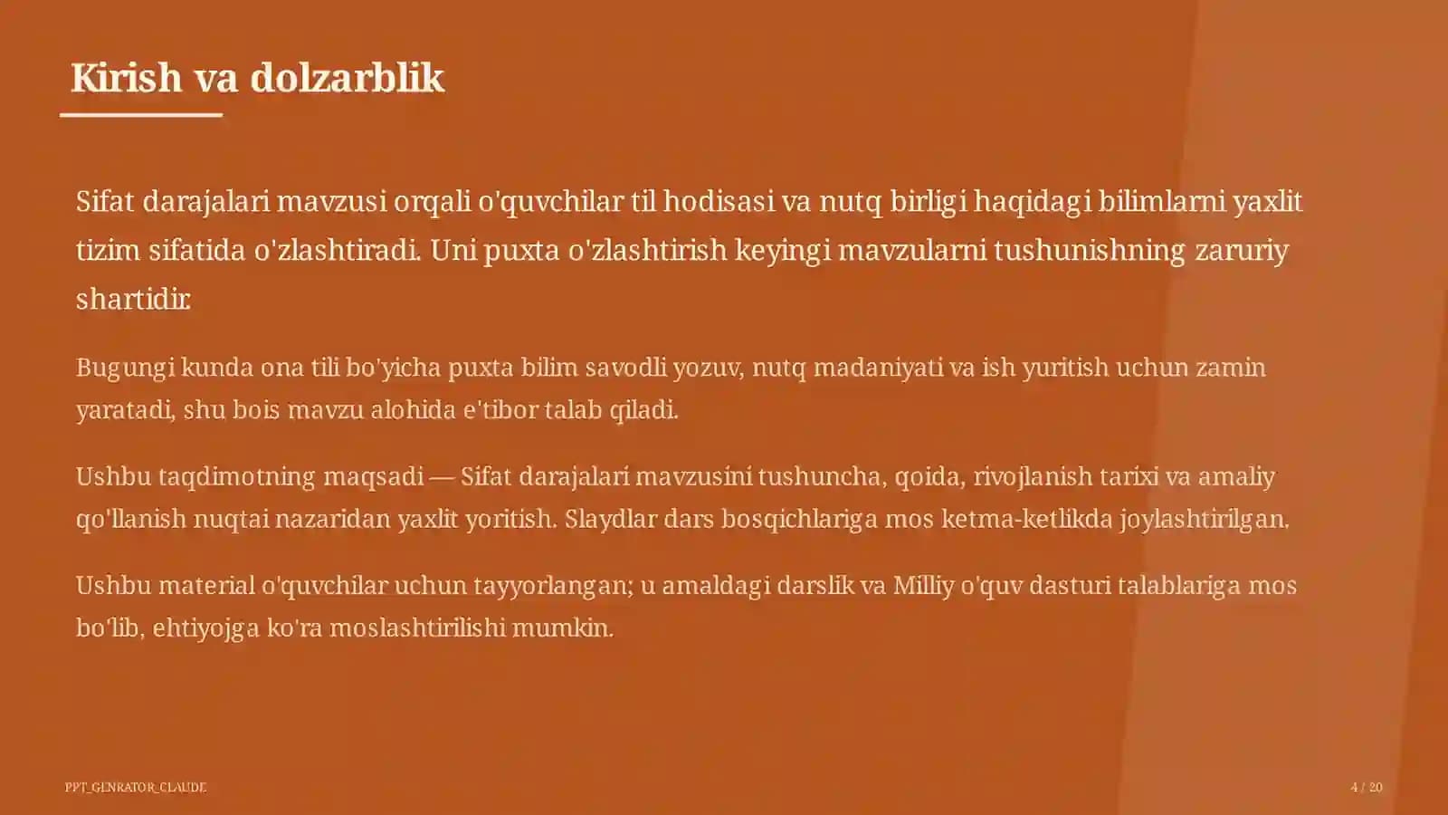 Sifat darajalari (6-sinf)