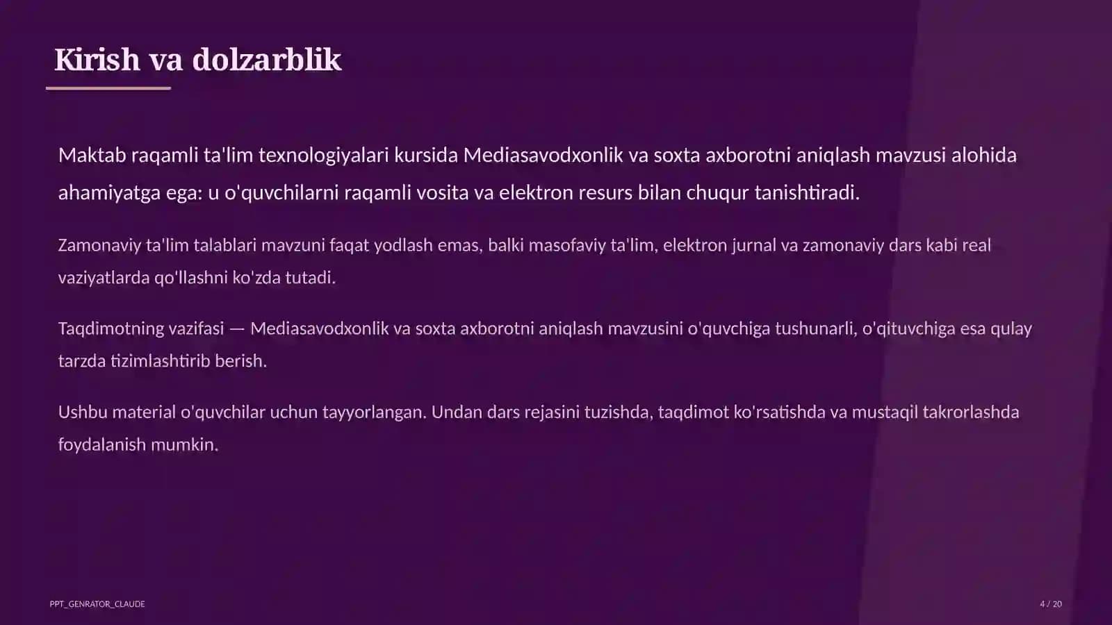 Mediasavodxonlik va soxta axborotni aniqlash