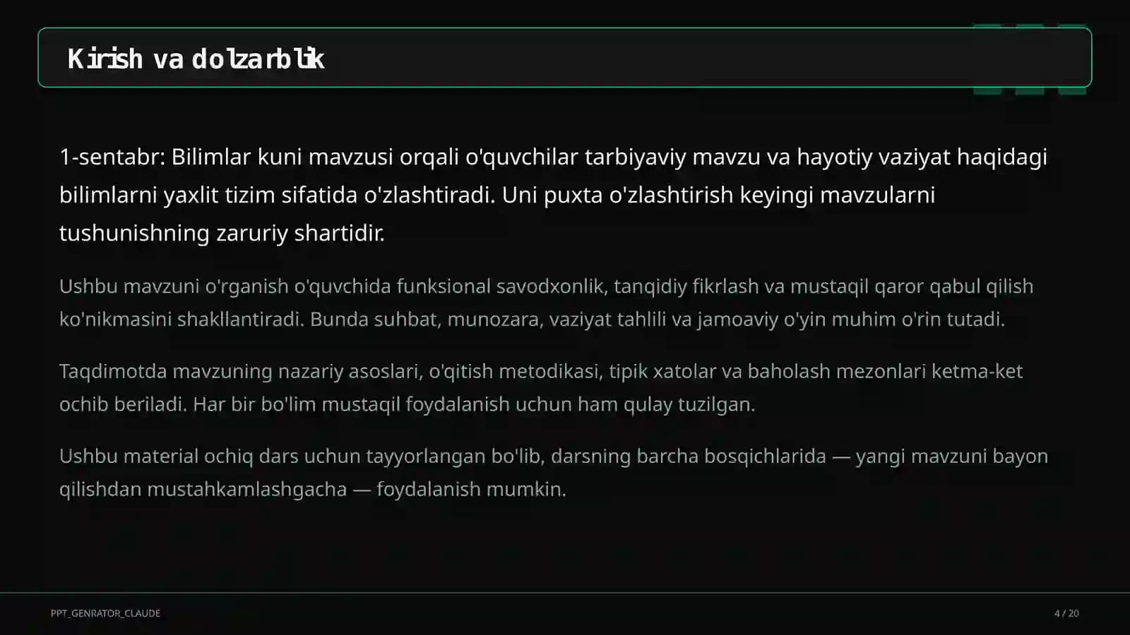 1-sentabr: Bilimlar kuni