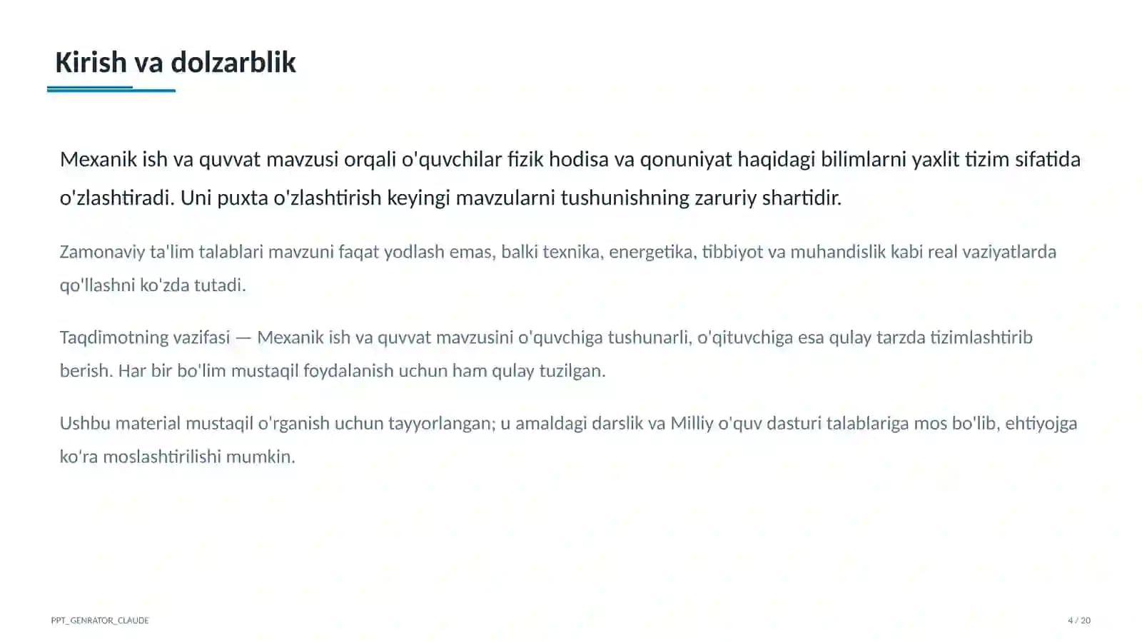 Mexanik ish va quvvat (7-sinf)