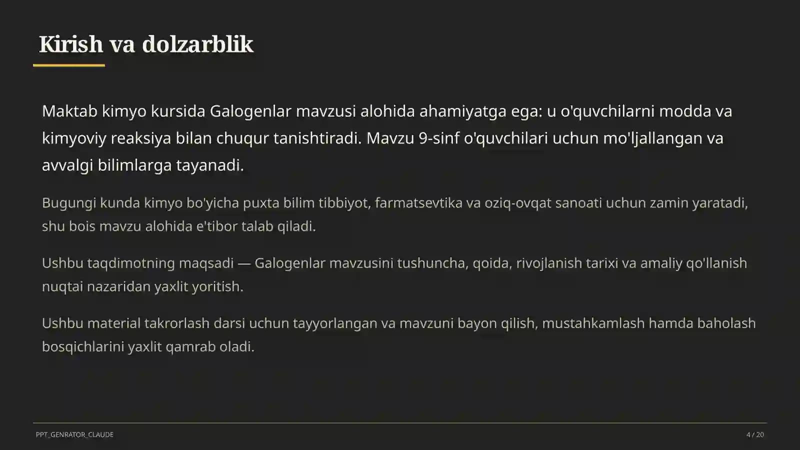 Galogenlar (9-sinf)