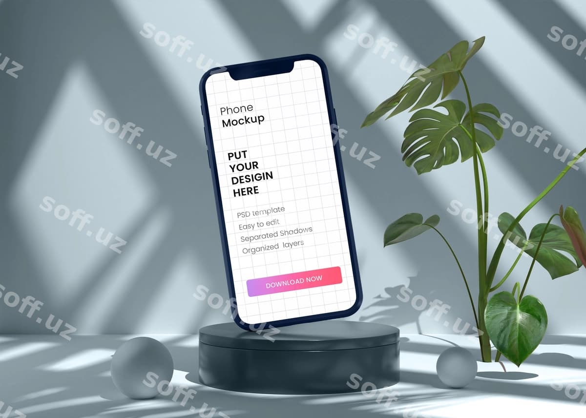 Smartfon namunasi podium bilan | Smartphone mockup with podium