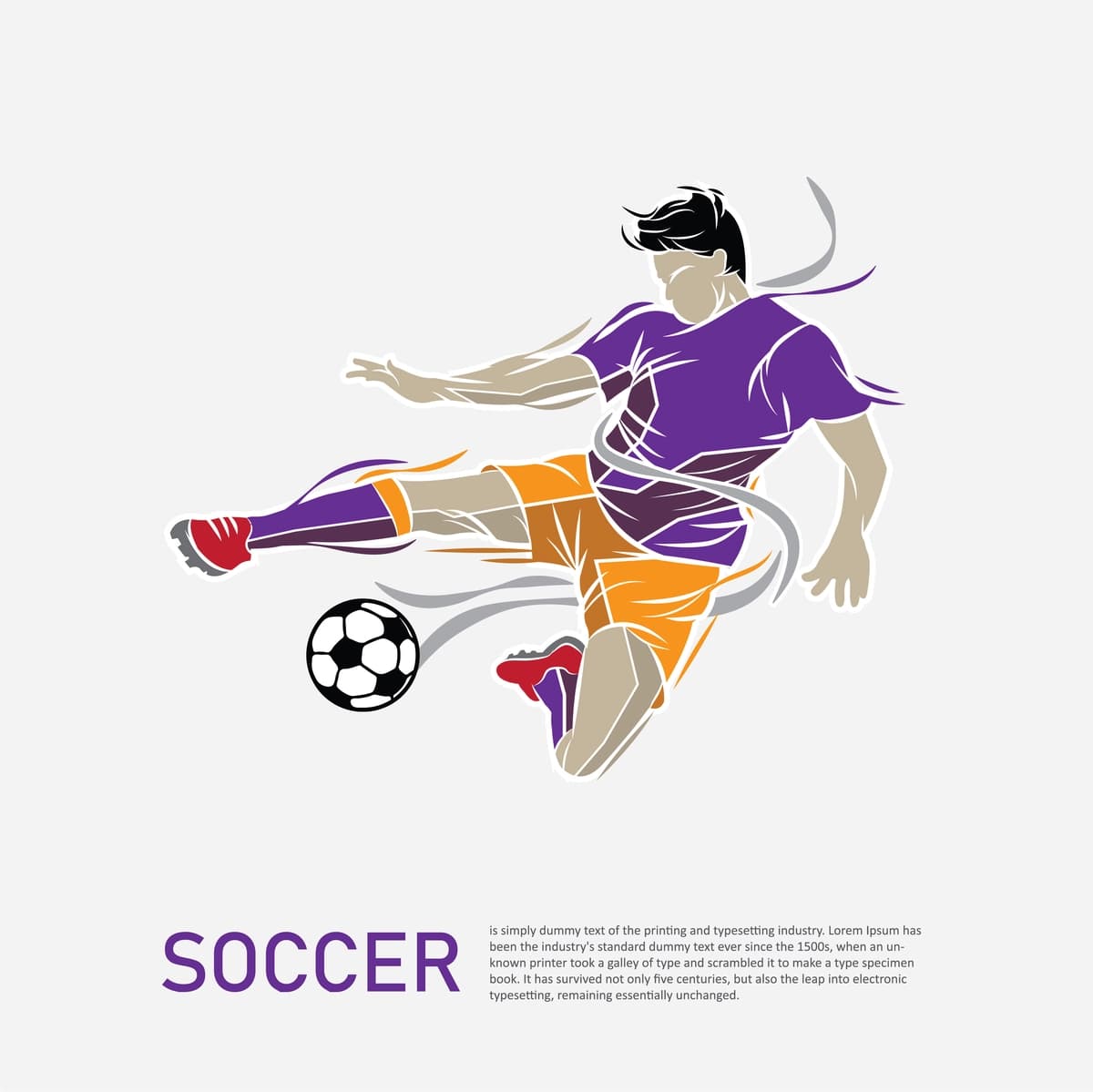 Futbolchi tayyor zarba to'pini ajratilgan vektor tasvirida dribling qilmoqda | Football player is dribbling ready kick ball isolated vector illustration