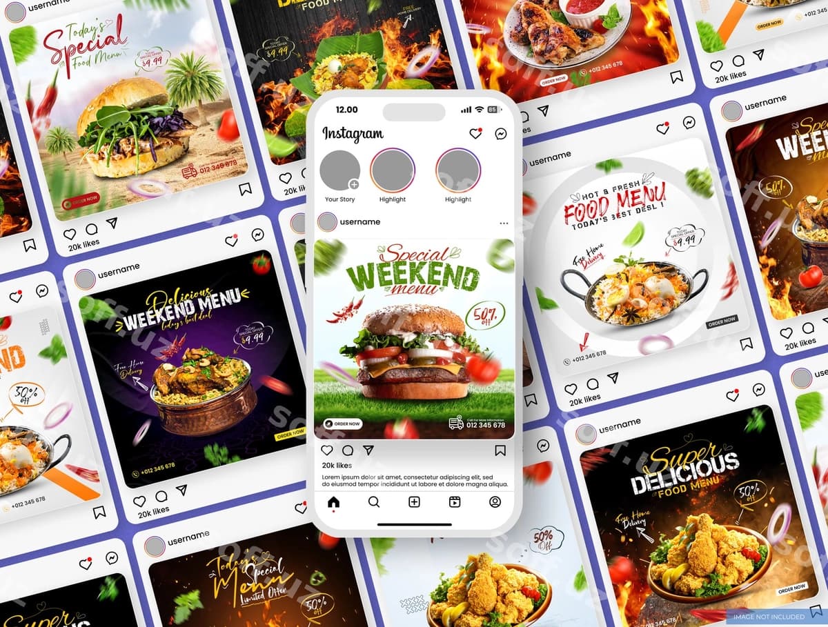 Ijtimoiy tarmoqlar posti shablonlari to'plami | Social media post mockup set