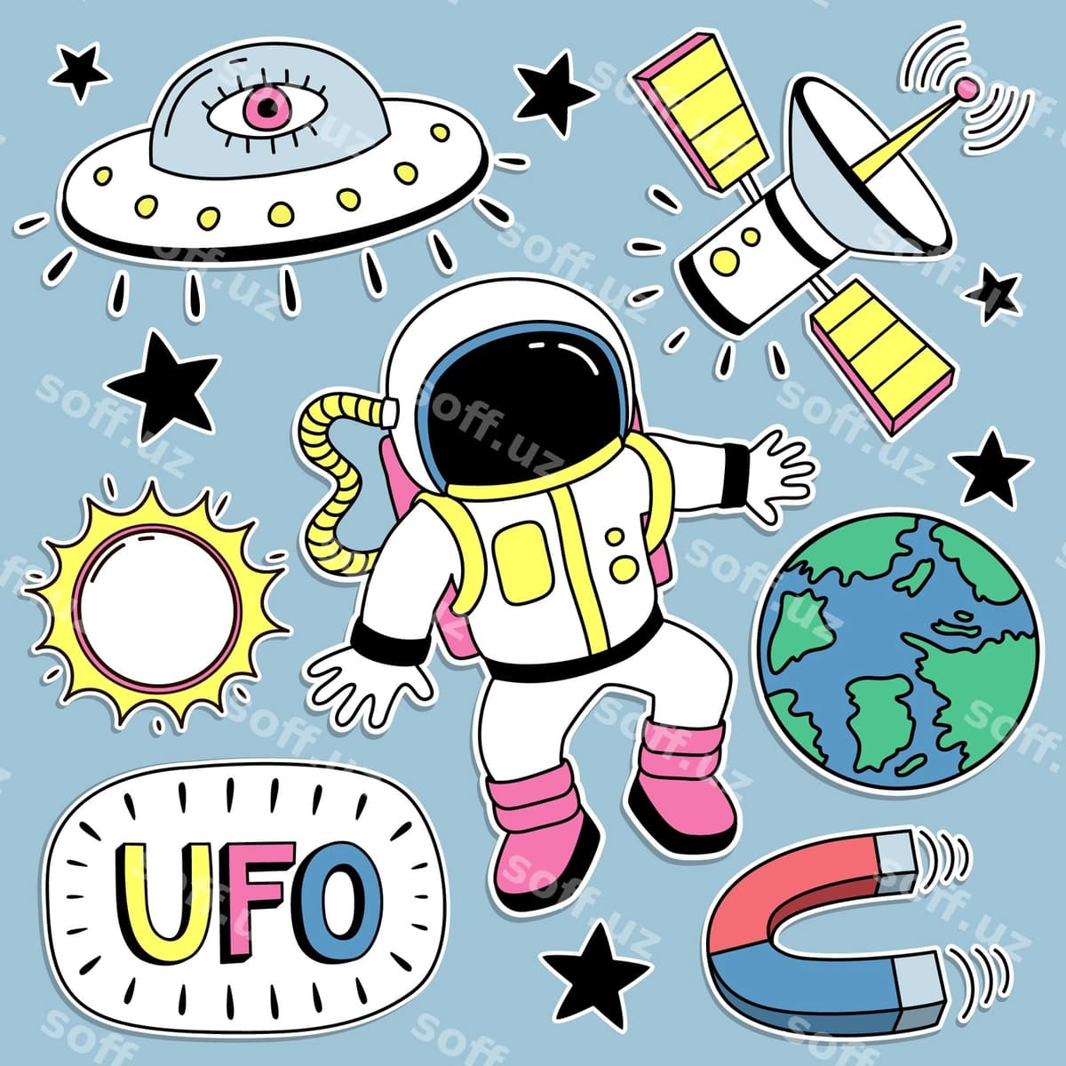 Kosmik yorliqlar to'plami | Space labels collection