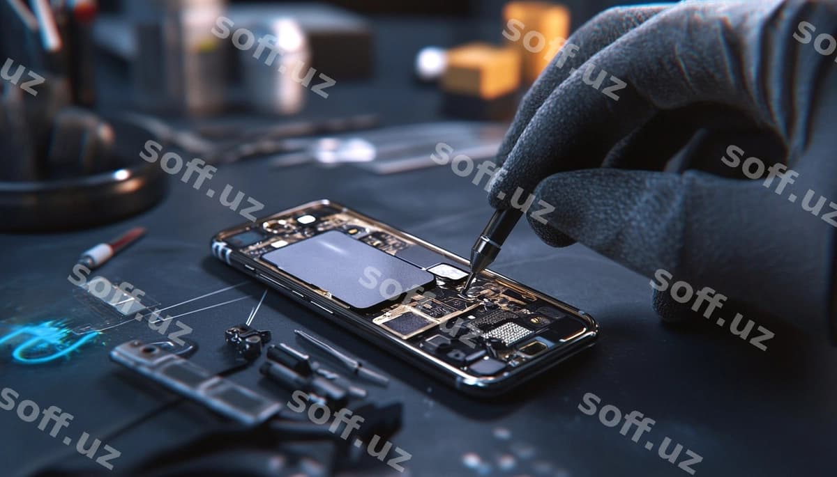 Mutaxassis akilliy telefon ta'mirchi | Specialist repairing smartphone