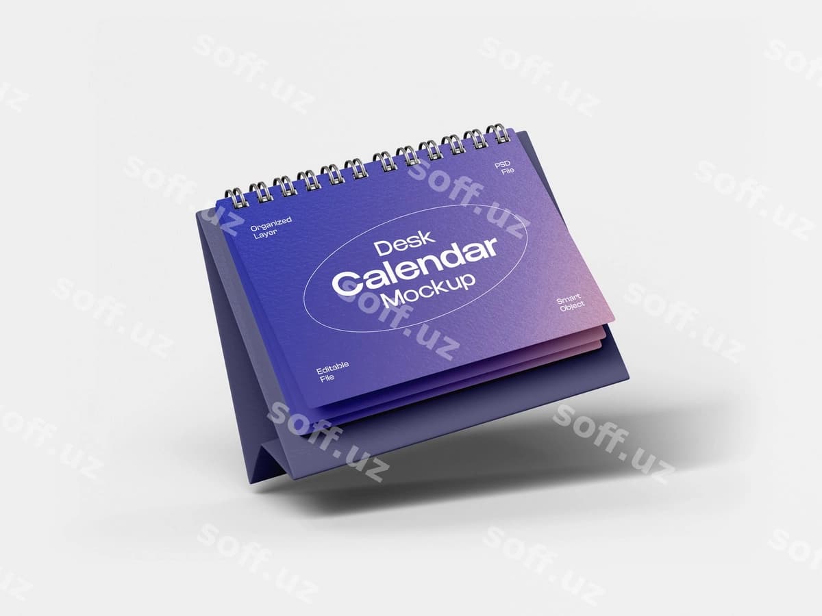 Burgi stol takvimi namunasi | Spiral desk calendar mockup
