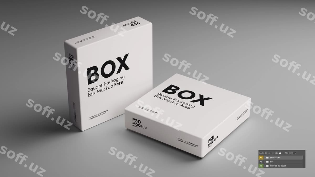 Kvadrat 3D mockup qutisi | Square 3d mockup box