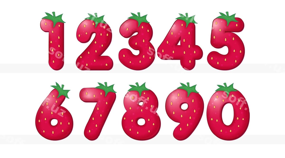 Bodom 10-raqamli illustratsiya | Strawberry number 10 illustration