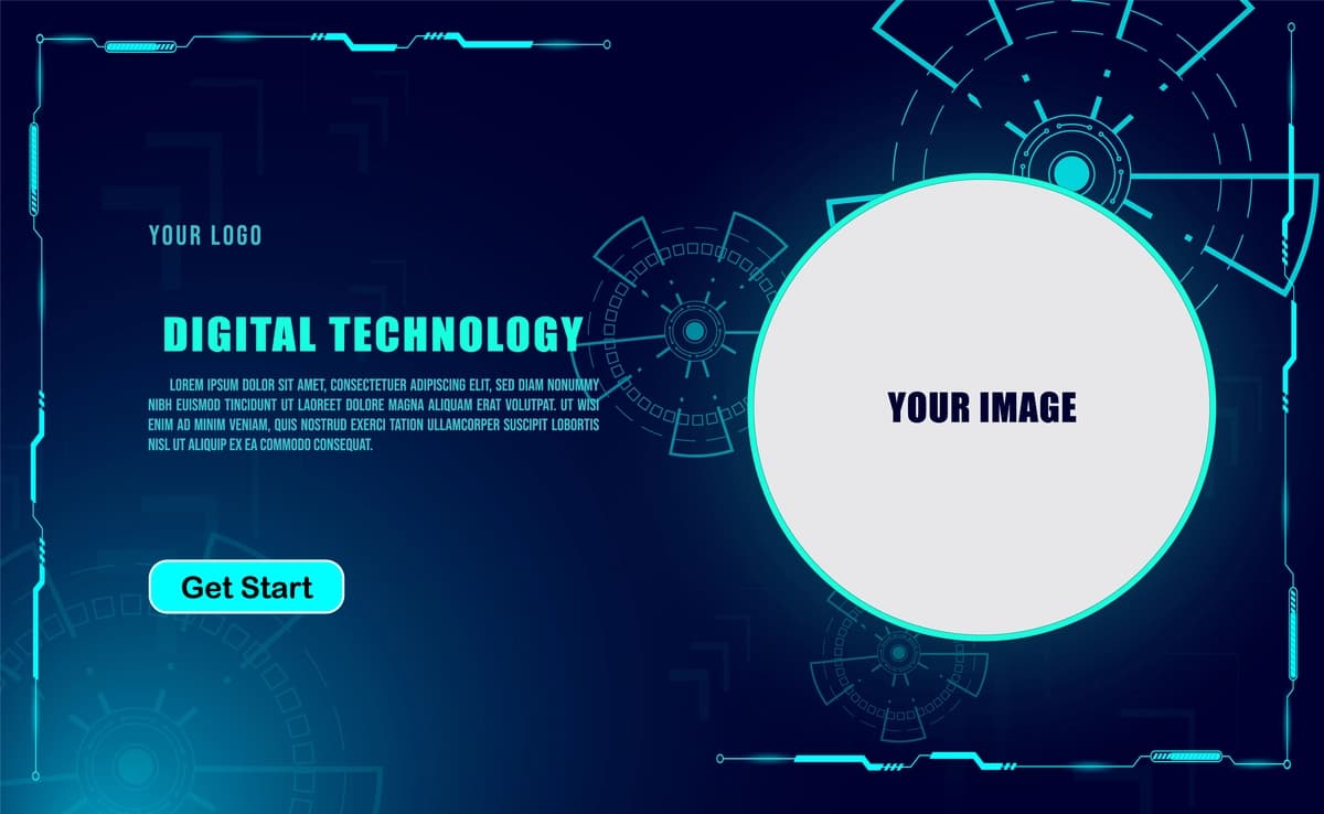 Texnologiya tushunchasi veb-banner shablon broshyura ko'k rang | Technology concept web banner template brochure blue colour