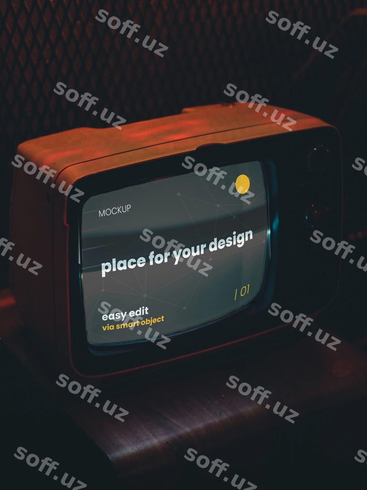 Televizor ekrani namunasi glitsh bilan | Television screen mockup with glitch