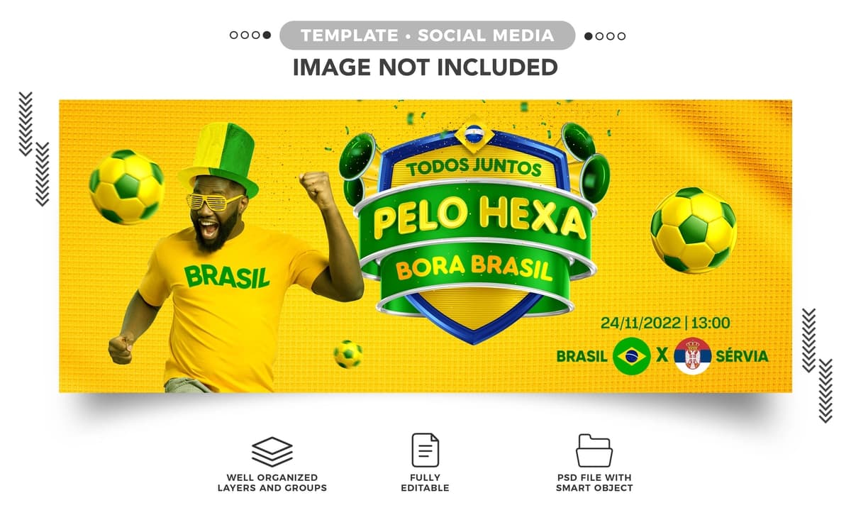 Braziliya muxlislari jahon chempionati banner shablonlari | Template banner world cup brazil fans