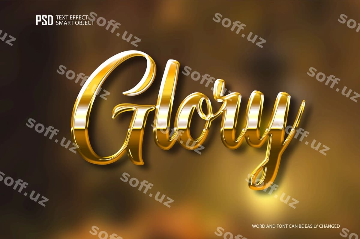 Matn effekti 3d oltin | Text effect 3d gold