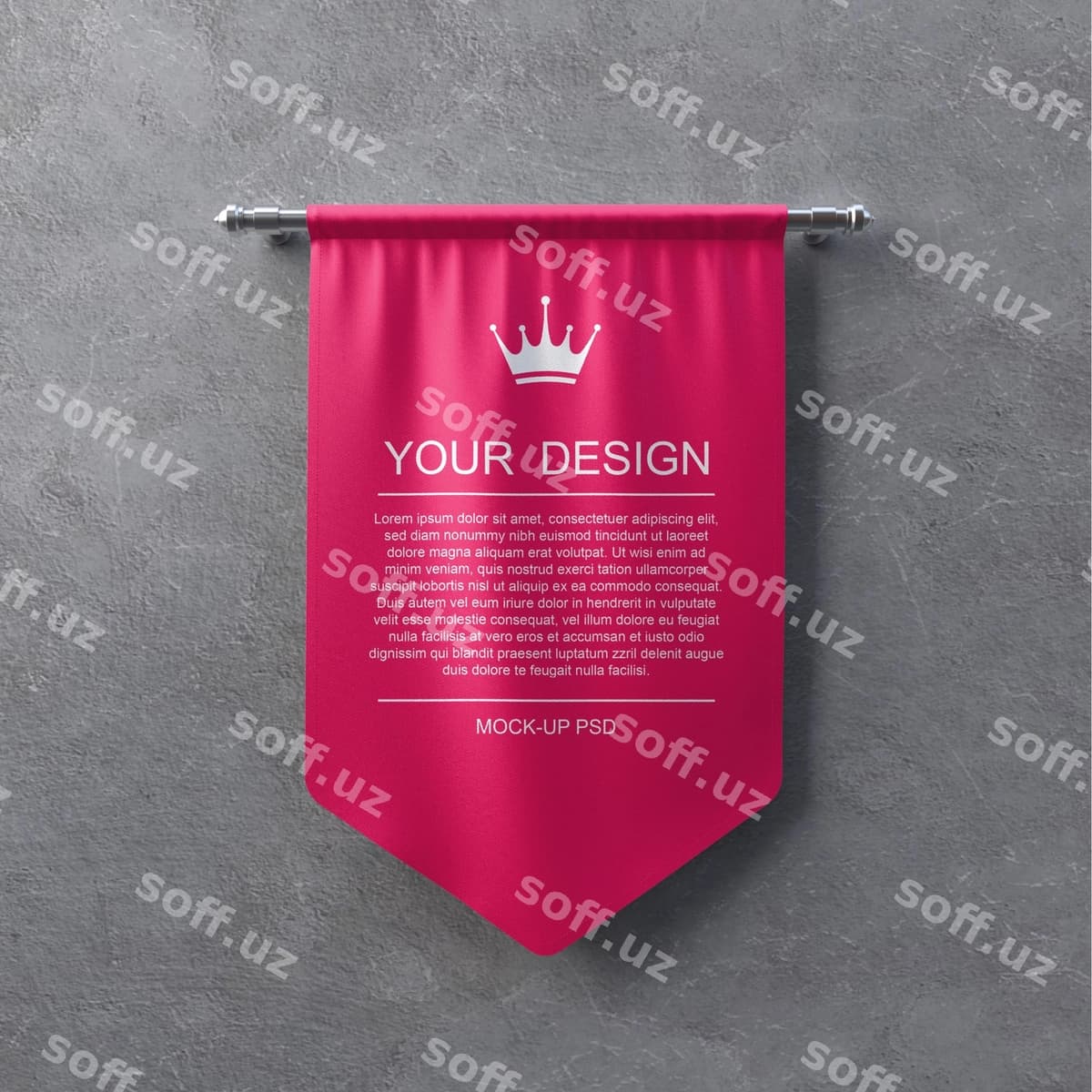 Mato bayner namunasi kulrang devor | Textile banner mockup grey wall