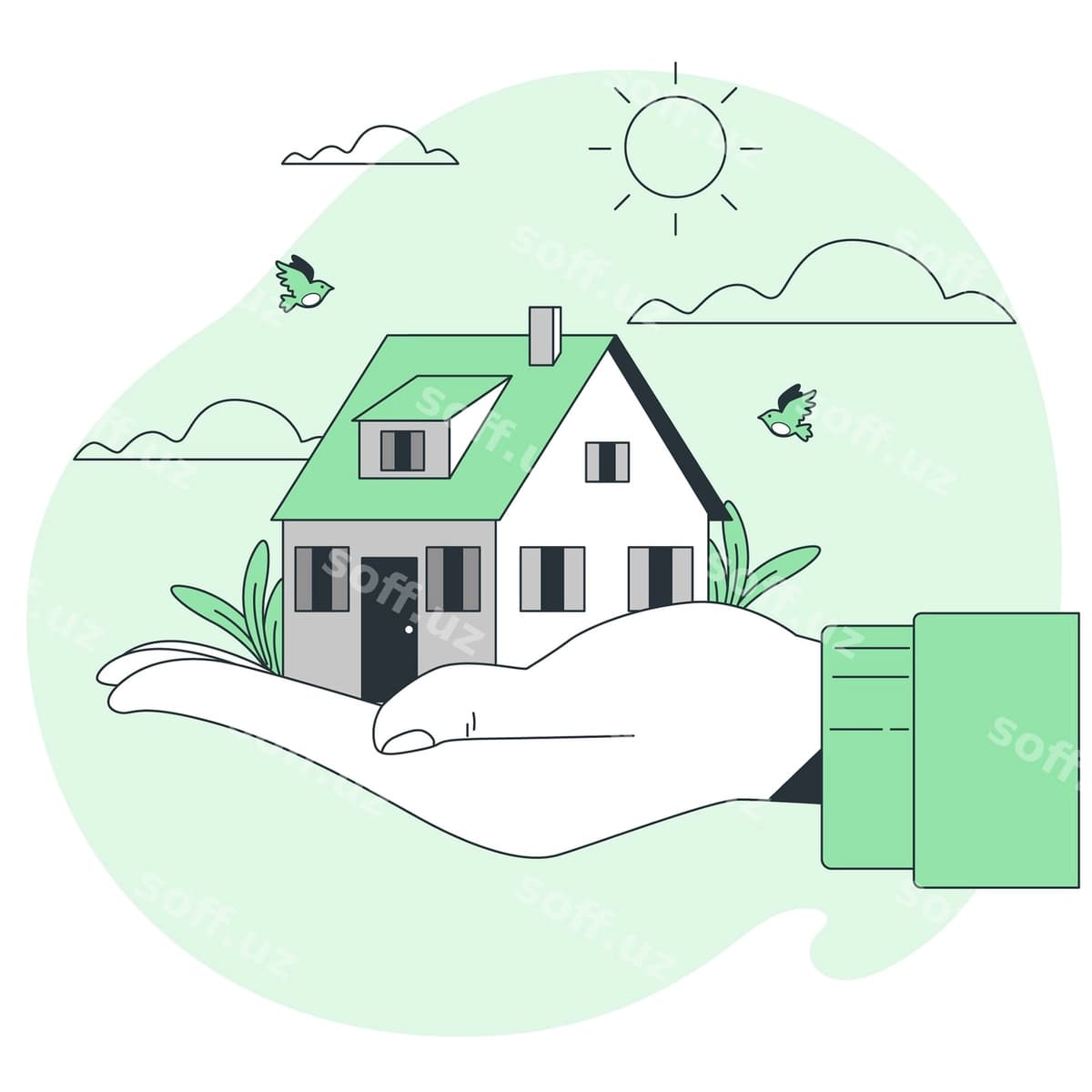 Kichkina uy tushunchasi tasviri | Tiny house concept illustration