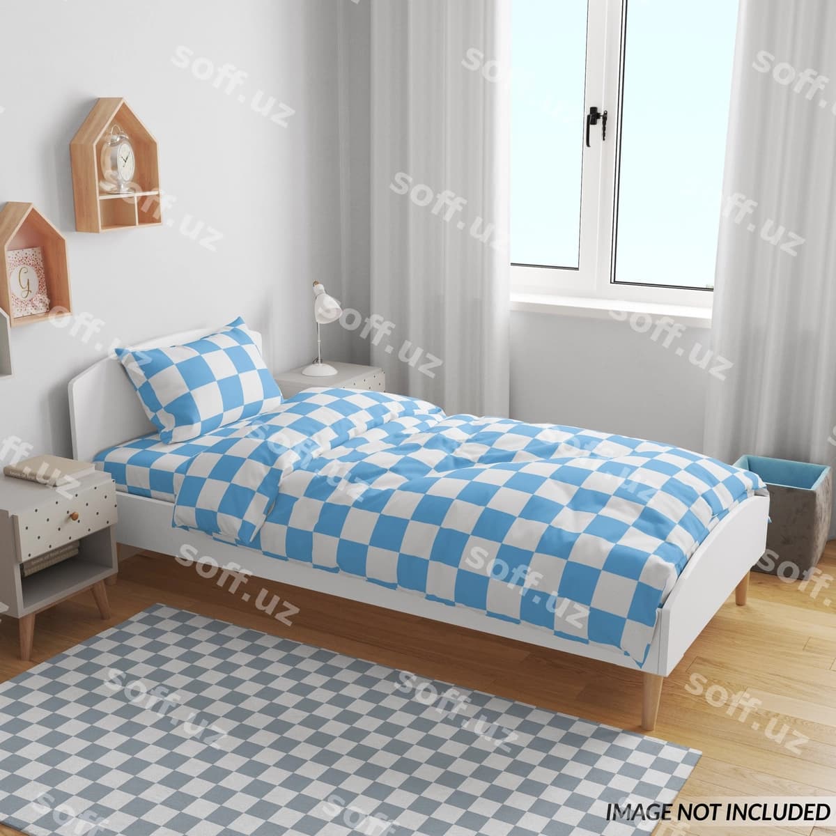 Bolalar uchun yotoq mebeli mockup | Toddler bedding mockup