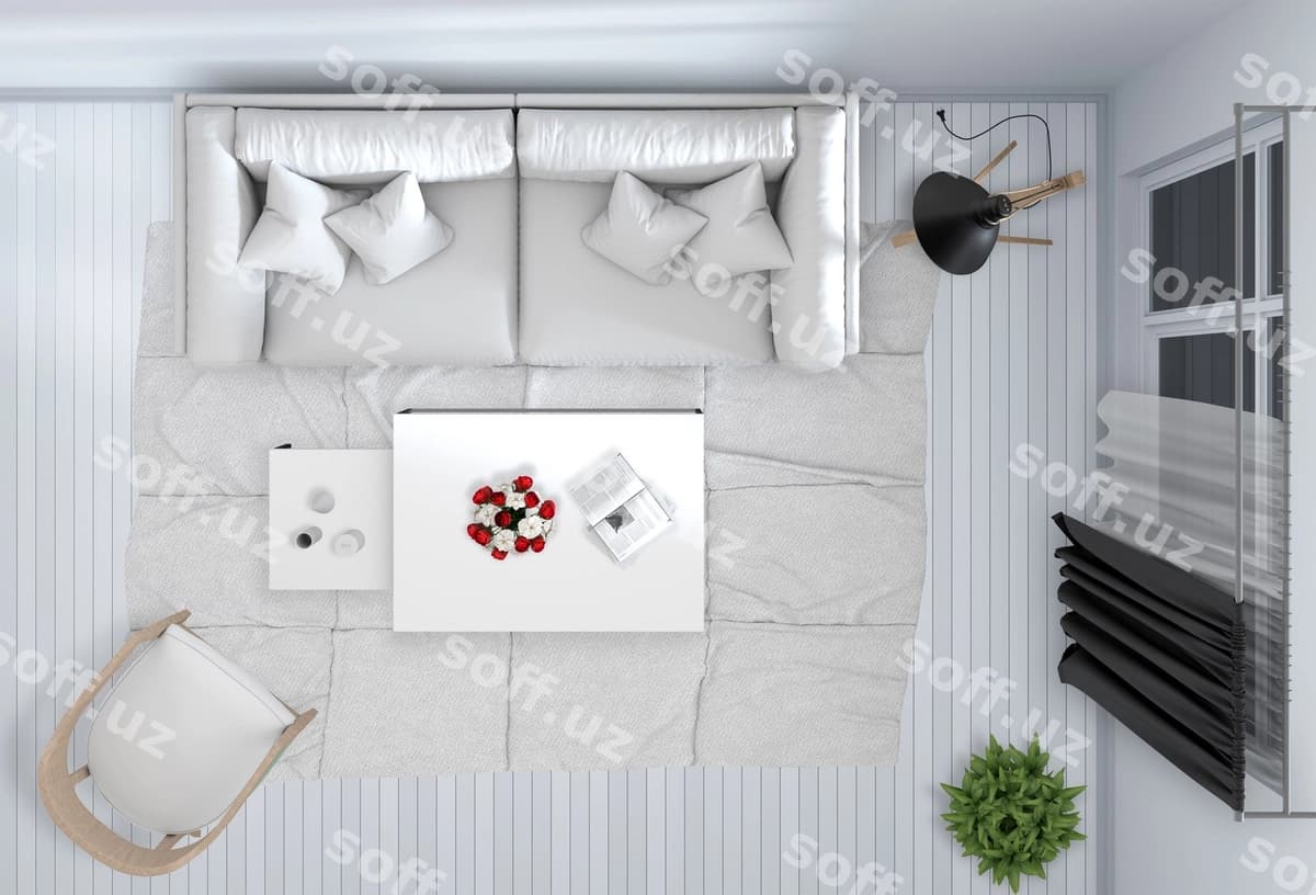 Yuqori ko'rinish ichki mehmonxona | Top view interior living room