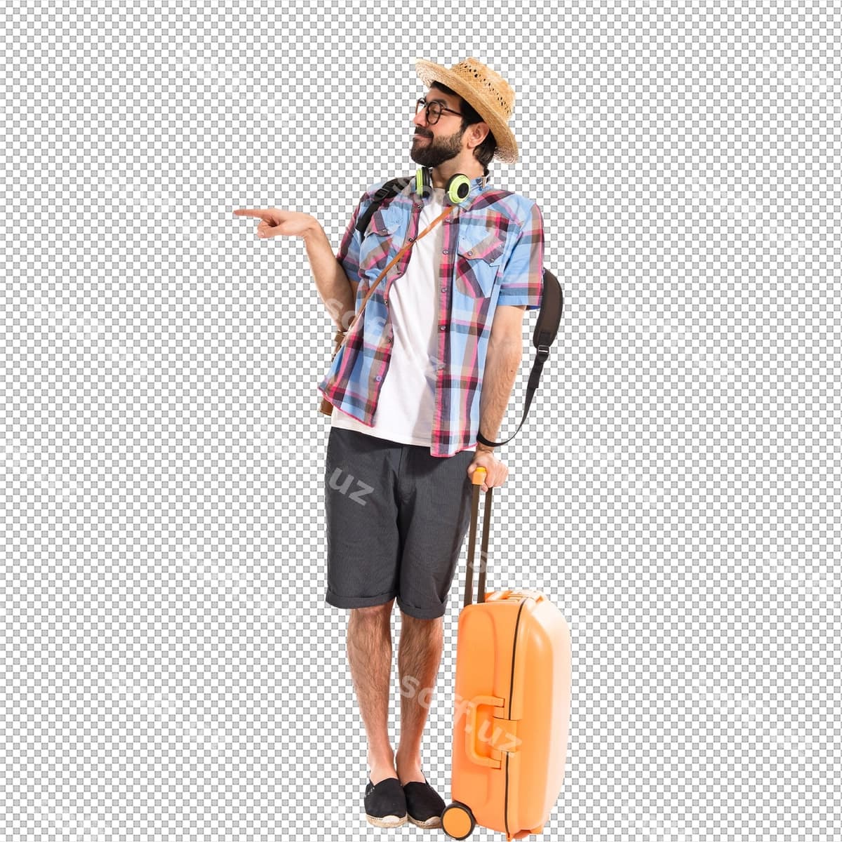 Turist yonlama ko'rsatayotgan | Tourist pointing lateral
