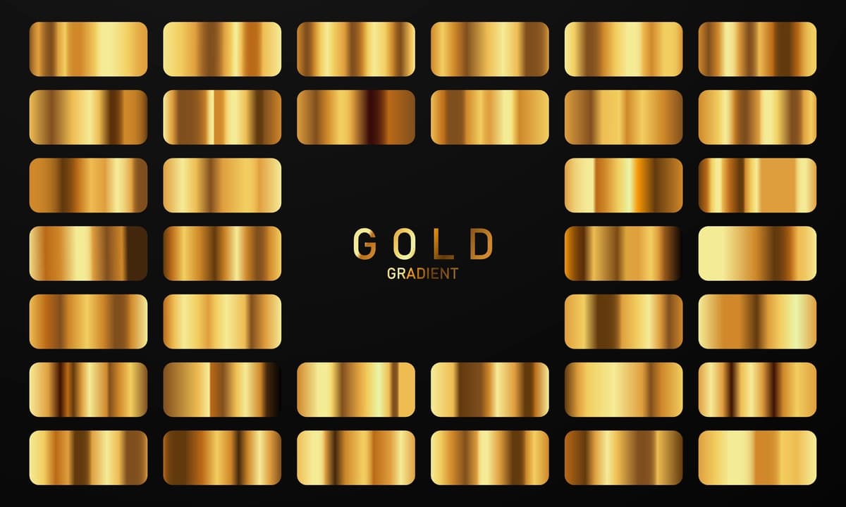 Vektor tasviri oltin gradient oltin kvadrat to'plami | Vector illustration golden gradient gold square collection set