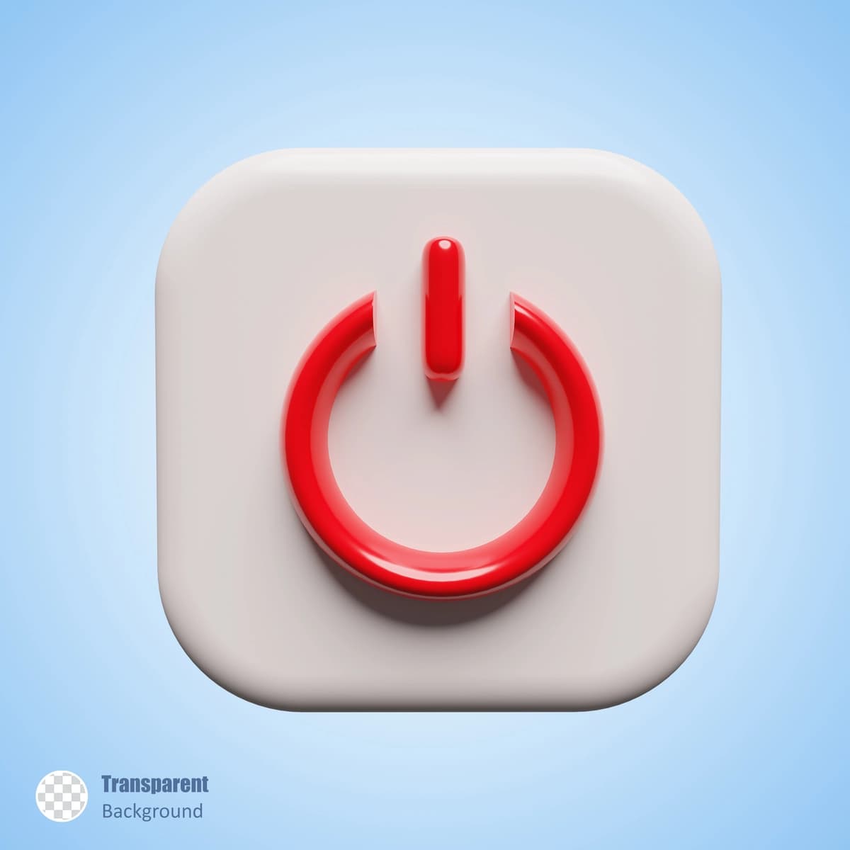 Qizil o'chirish tugmasi belgisi 3D render dizayni | Red turn off button sign 3d render design