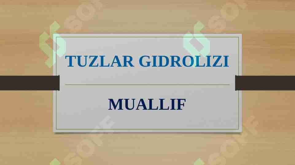 TUZLAR GIDROLIZI