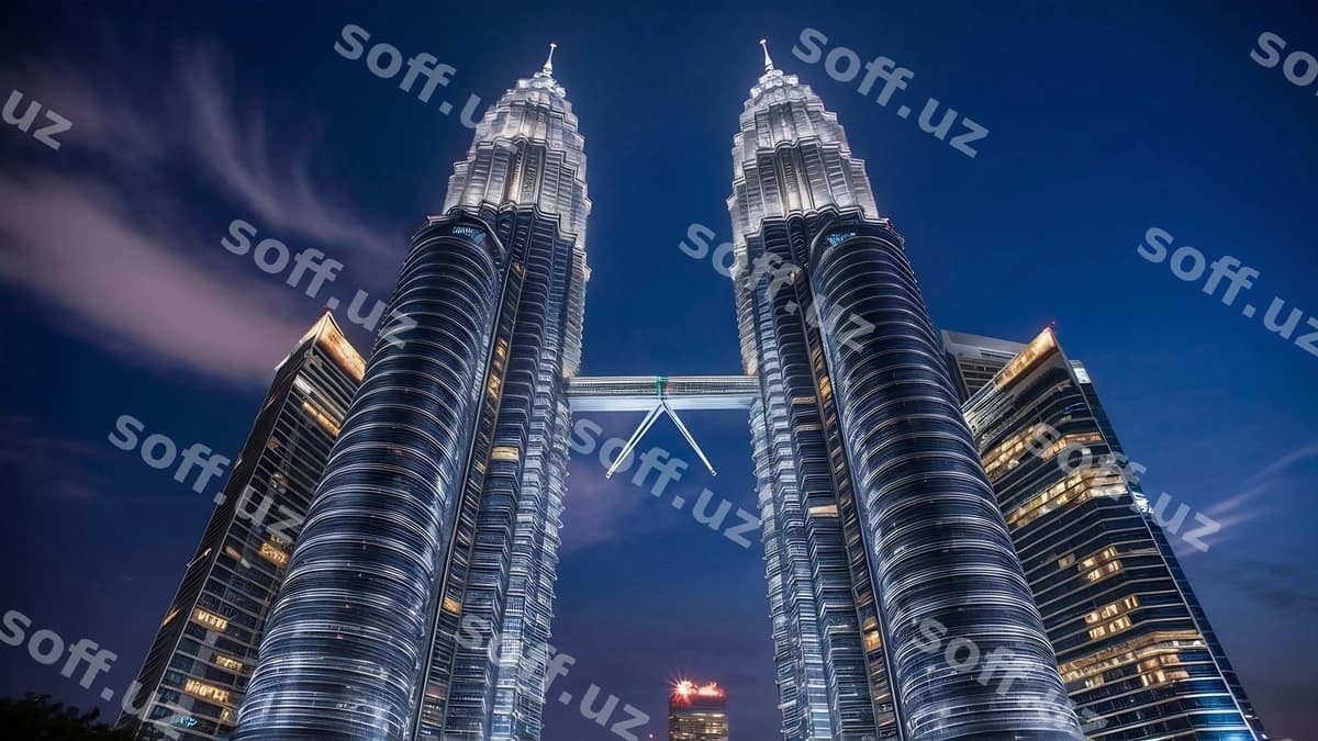 Egizak minoralar Petronas osmon ko'prigi | Twin towers petronas sky bridge