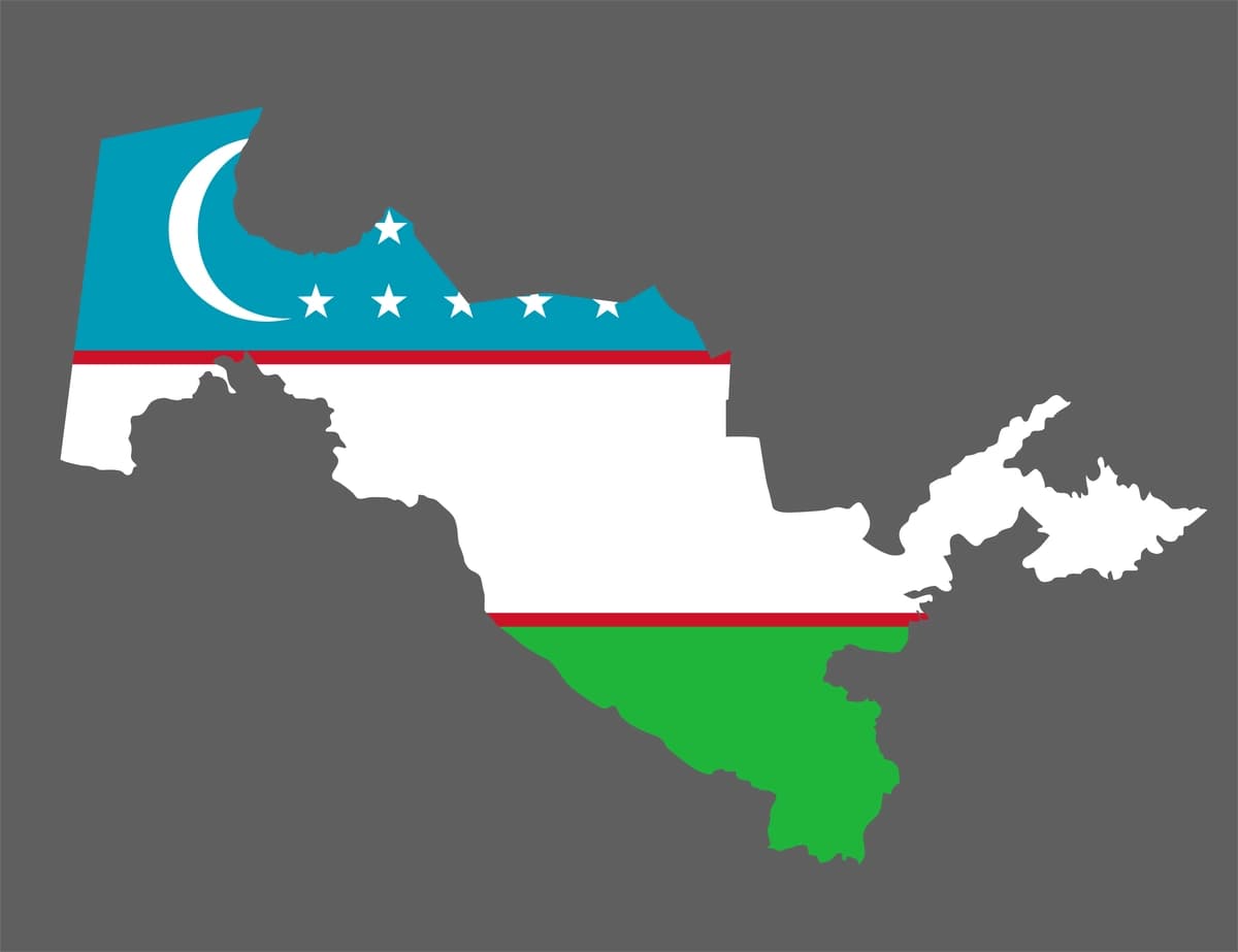 Osiyo bayrog'i tushirilgan O'zbekiston xaritasi | Uzbekistan map with flag asian cartography