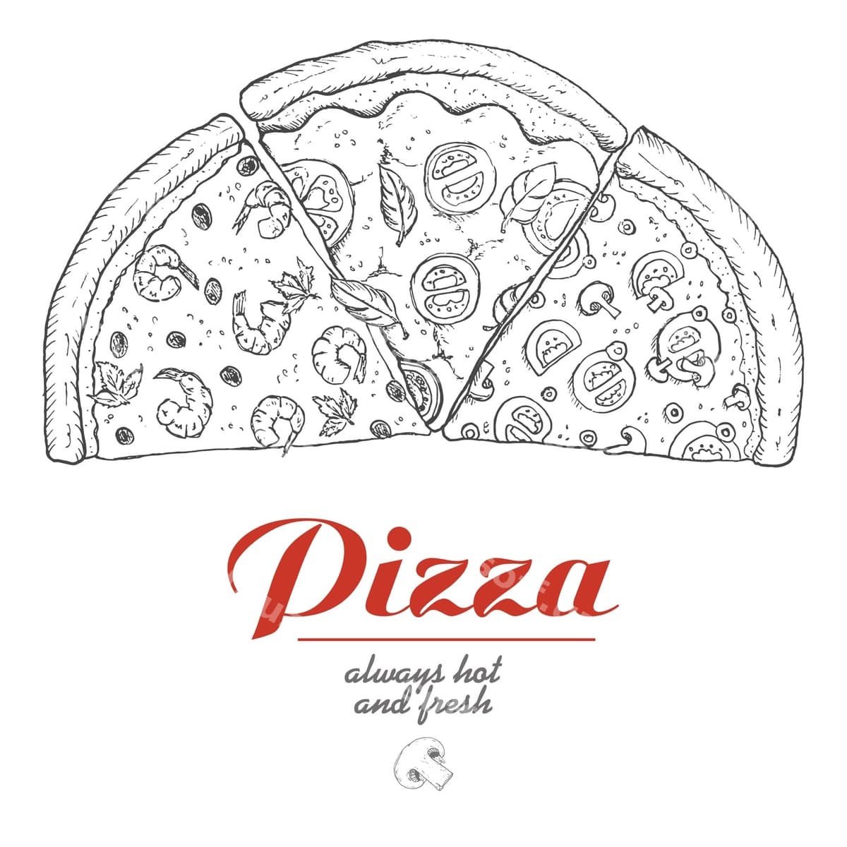 Pitsa bo'laklari bilan vektor fon | Vector background with pieces pizza