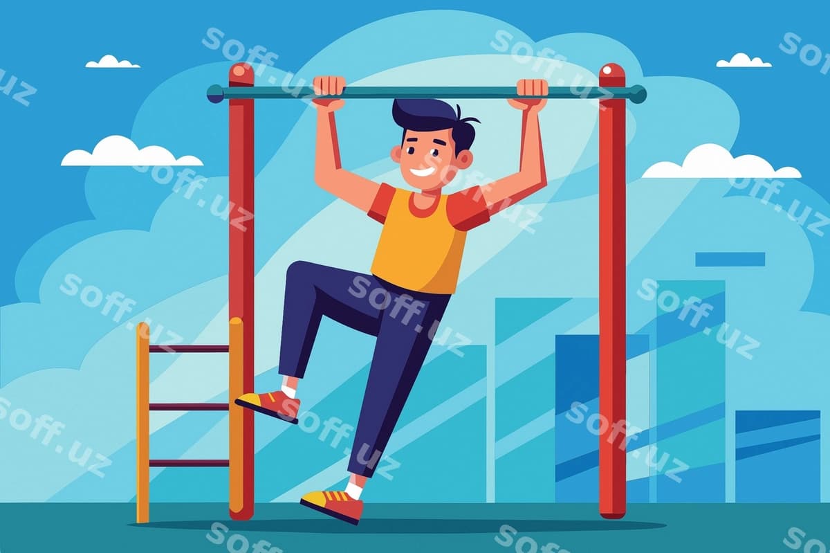 Vektor chin-up mashq chizilmasi | Vector chinups exercise clipart