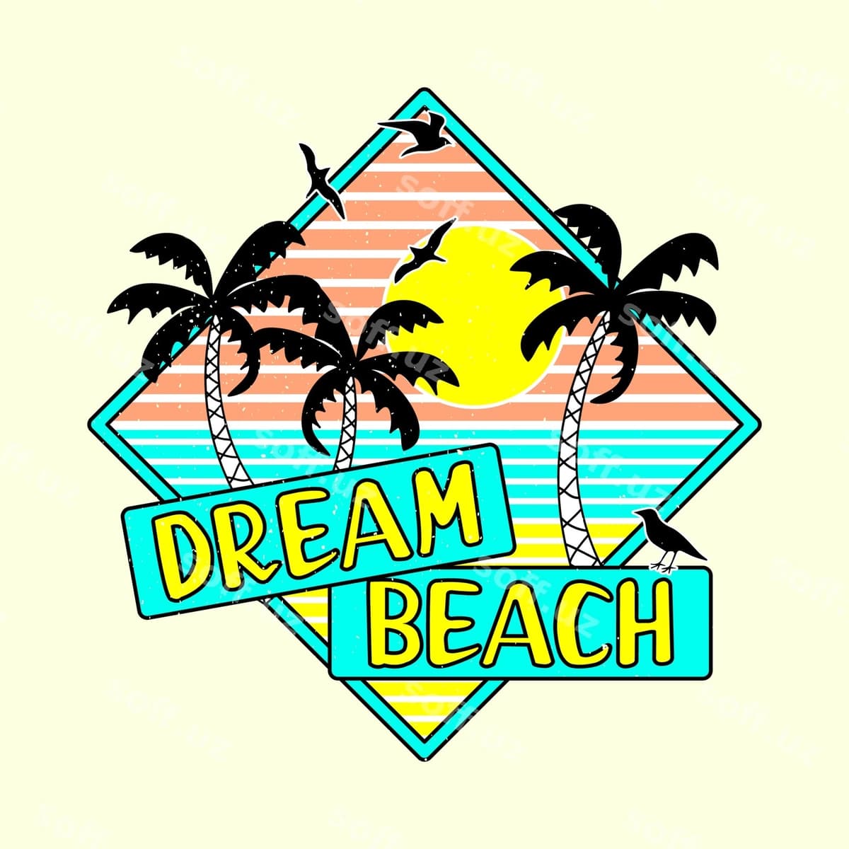 Vektor tush plyaj bosma yoz | Vector dream beach print summer