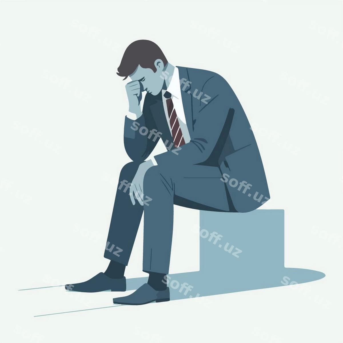 Vektorli tasvir tushkunlikka tushgan tadbirkor | Vector illustration depressed businessman