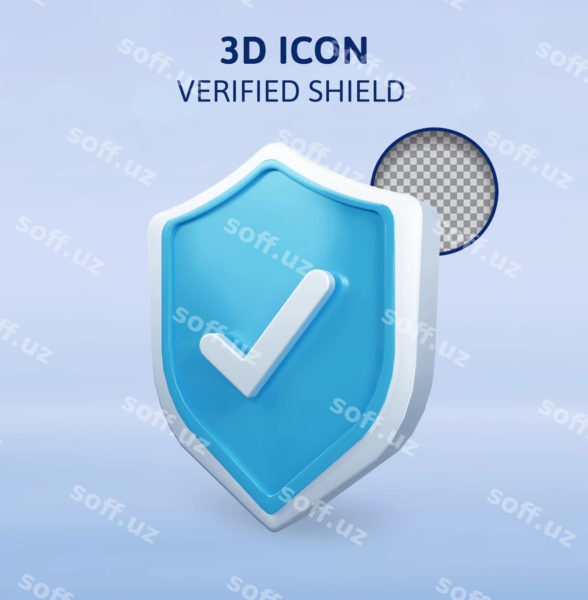 Tasdiq langan himoya 3D render illustratsiyasi | Verified shield 3d rendering illustration