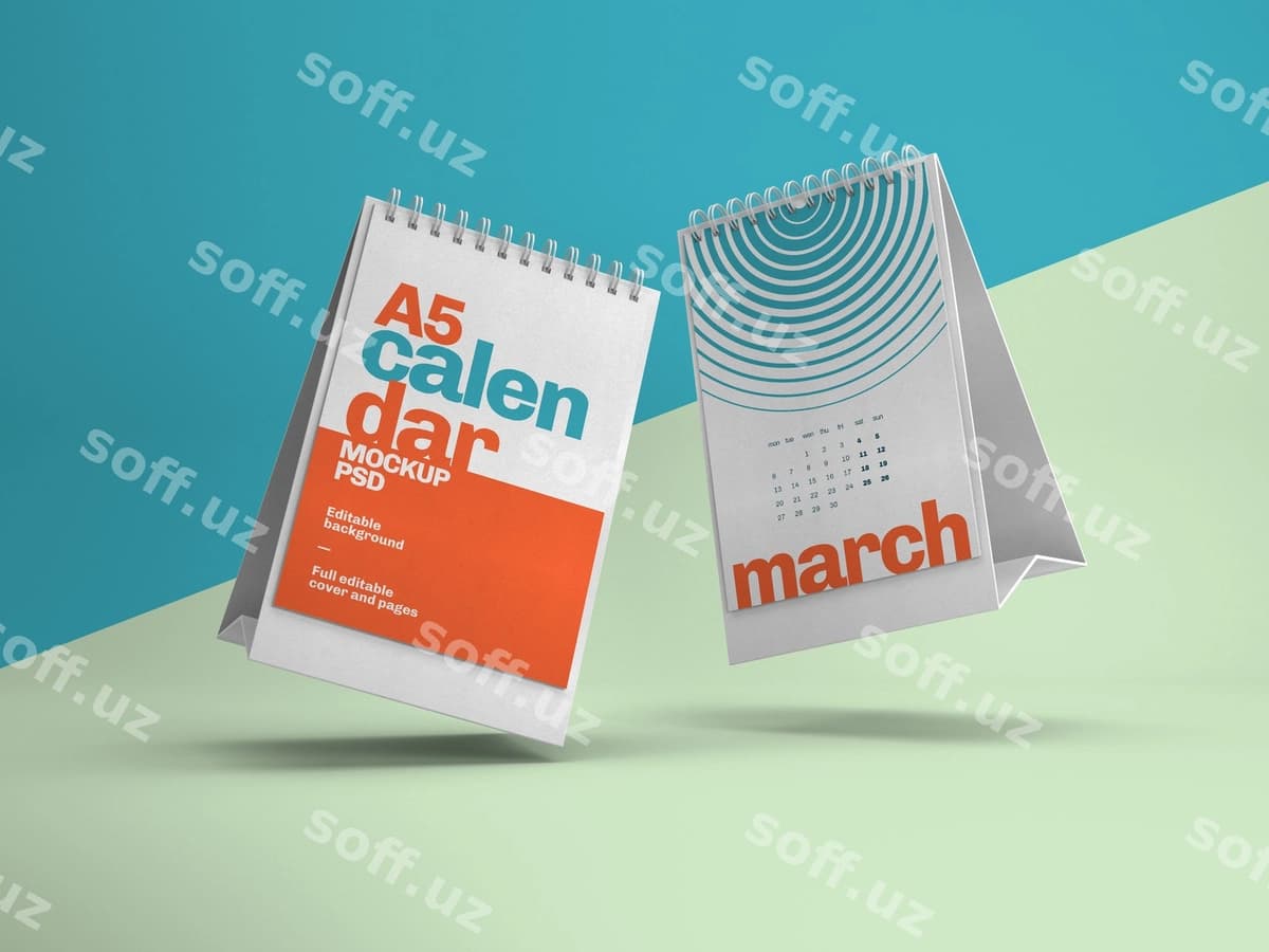 Vertikal stol taqvimi maketi | Vertical desk calendar mockup
