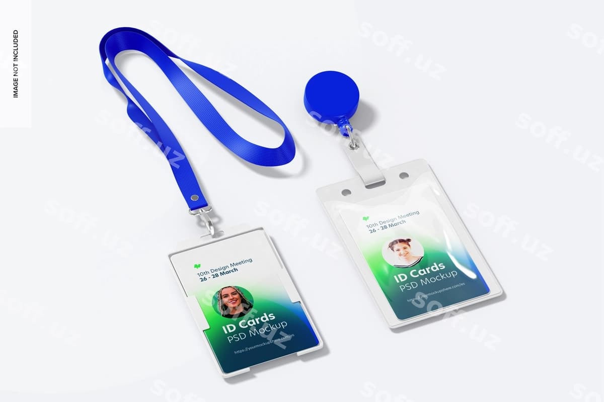 Vertikal ID kartalar namunasi | Vertical id cards mockup