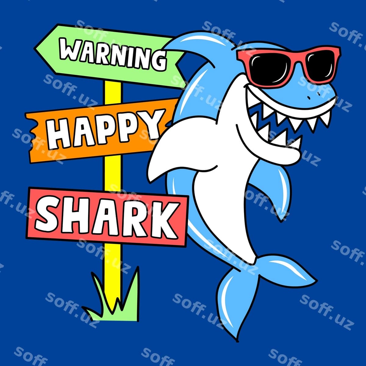 Ogohlantirish baxtli shark soklari bilan | Warning happy shark with sunglasses