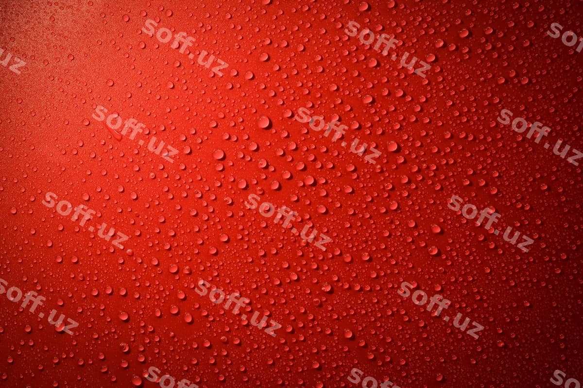 Suv qizil fonga tushadi | Water drops red background