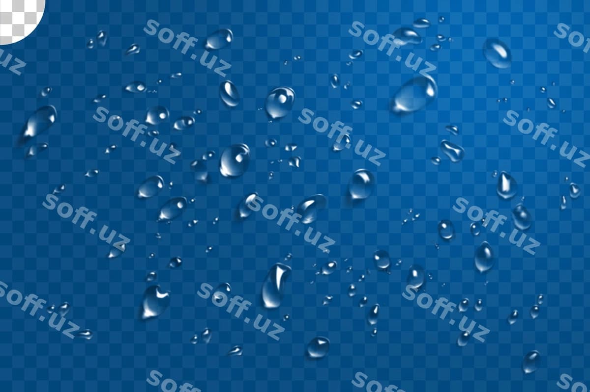 Su dammlari shaffof orqa fonda | Water drops transparent background