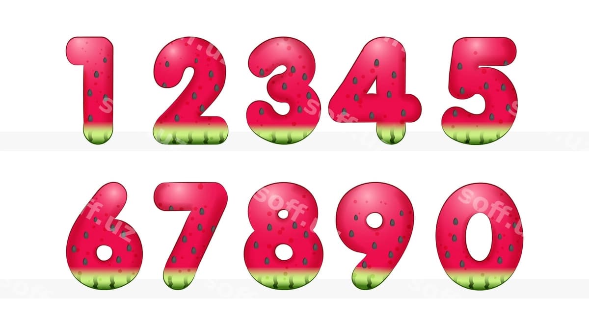 Tarvuz 10-raqamli illustratsiyasi | Watermelon number 10 illustration