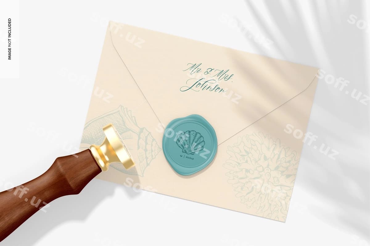 Maksimal qadoq ko'rinishi Yuqori ko'rinish | Wax seal mockup top view