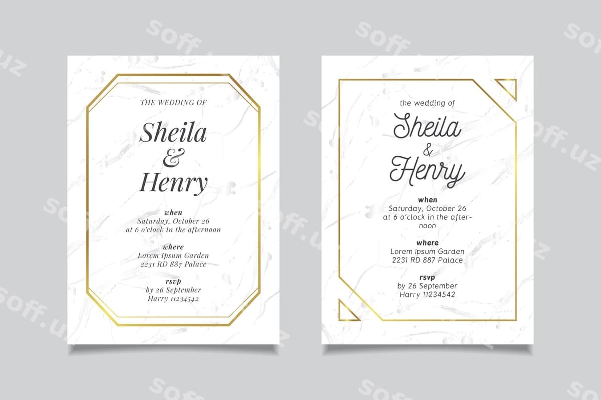 Turmali marmur karta shabloni | Wedding marble card template