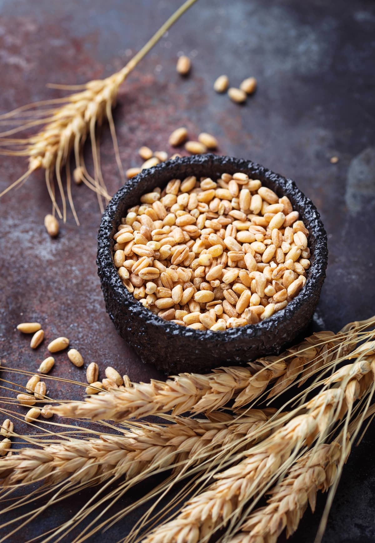 Bug'doy donalari zanglagan fonda spikelets | Wheat grains spikelets rusty background