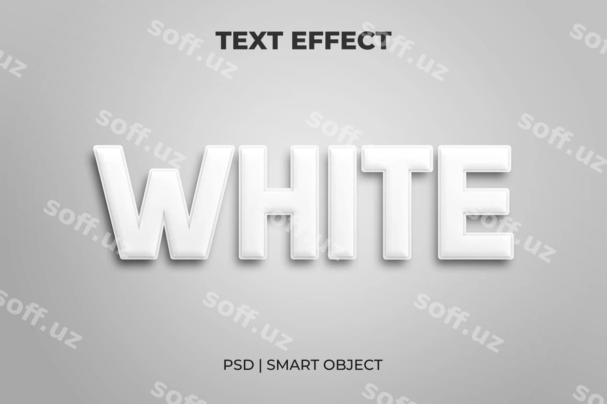 Oq qalin 3D matn effekti | White bold 3d text effect